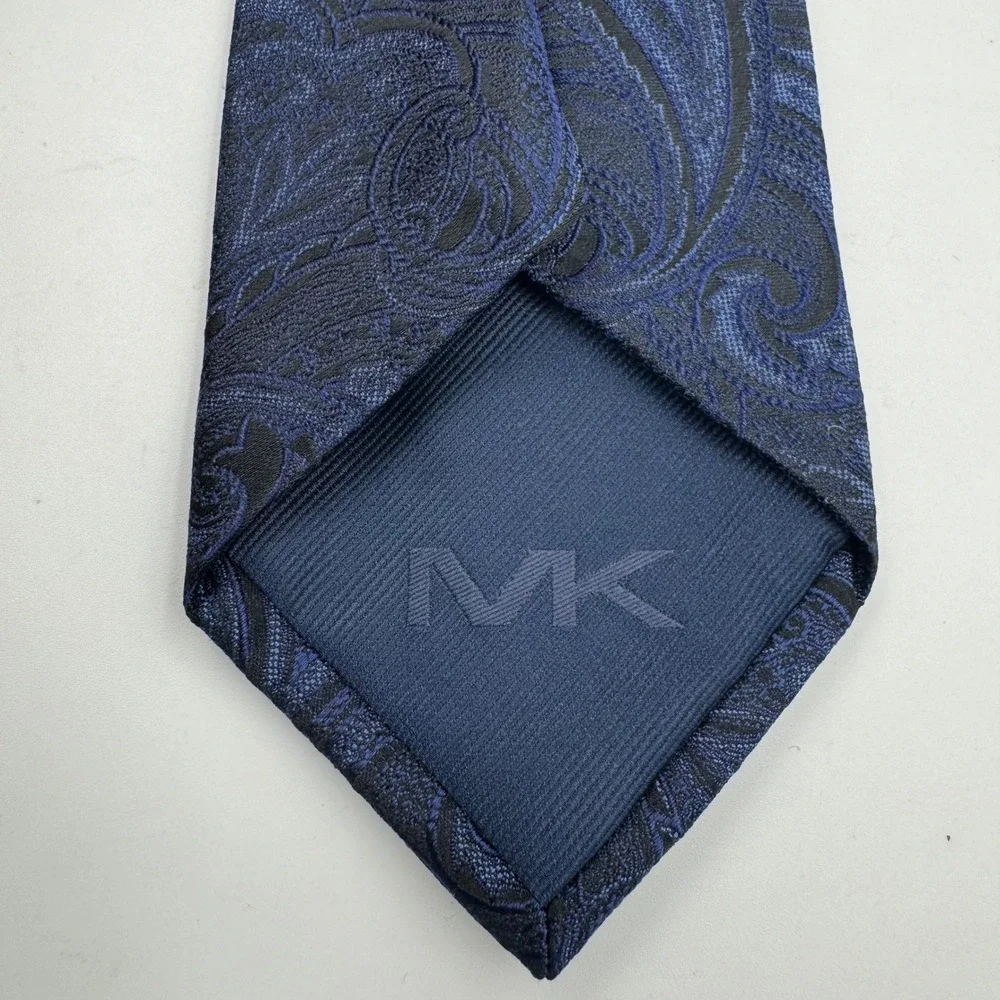 Michael‎ Kors Tie Men Navy Blue Paisley Silk Jacquard Formal Business Necktie